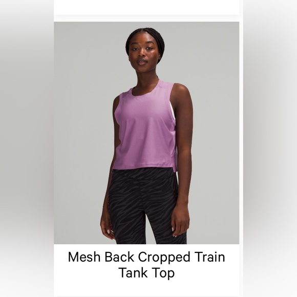 EUC Lululemon Mesh Back Cropped Tank Top size 6 - Picture 2 of 3